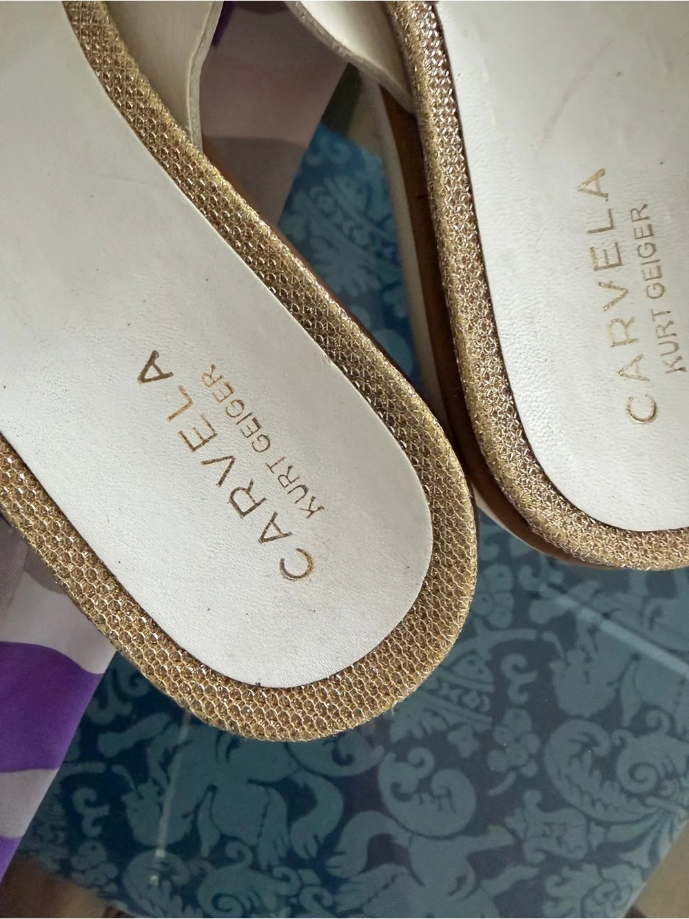 Kurt Geiger White Crisscross Espadrille Slide Sandals